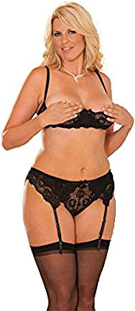 Sexy Black Cupless Shelf Bra Lingerie Set Retro Suspender Belt Plus Size Uk 40 Uk