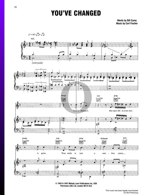 You've Changed Klaviernoten (Carl T. Fischer) - OKTAV