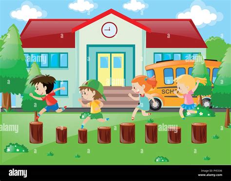 School Yard Stock Vector Images Alamy