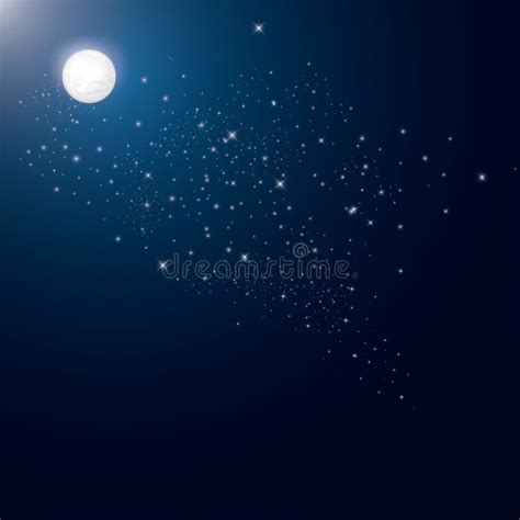 Full Moon And Stars Background Vector Illustration Decorative Design