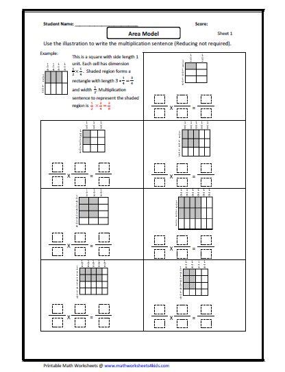 Dividing Whole Numbers By Unit Fractions With Models Worksheet