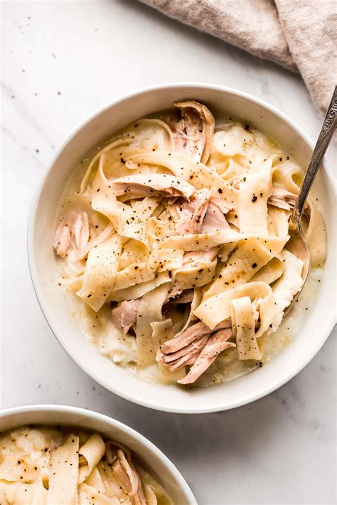 Put in baking dish with cream chicken, cream celerey soup plus peas, carrots & diced potatoes.cover & cook for 30 min 350 in oven. Chicken and Noodles over Mashed Potatoes - Garnish & Glaze