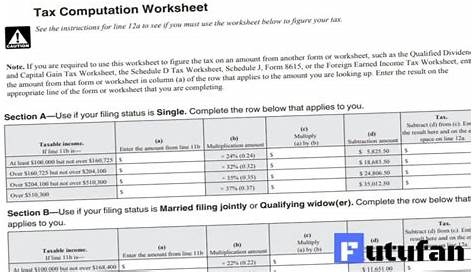 Tax Computation Worksheet 2023 - 2024
