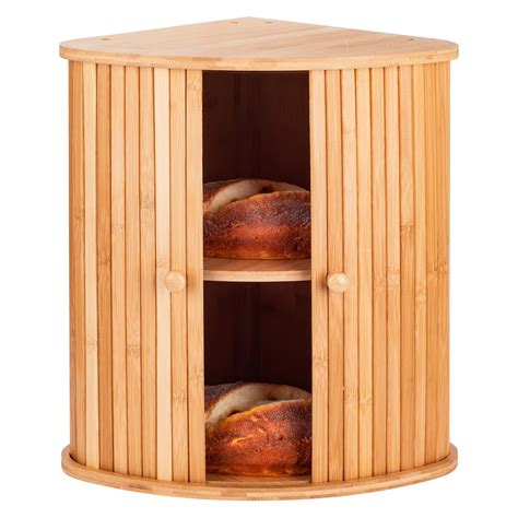 Buy Bamboo Bread Box For Kitchen Countertop Tomkid Farmhouse Corner
