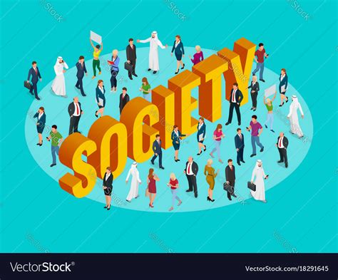 Society Isometric Background With People Of Vector Image