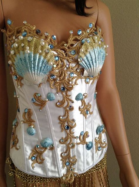 Royal Mermaid In Gold And Blue With Gold Venice Laces Size Small Bust