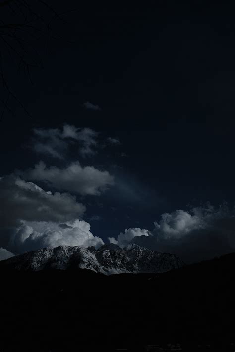 Hd Wallpaper Snowcap Mountain Mountains Night Clouds Peaks Nature
