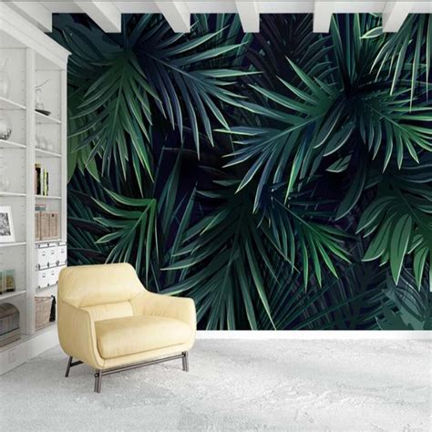 3d Tropical Palm Leaf Wallpaper Wall Mural Decals For Living Room
