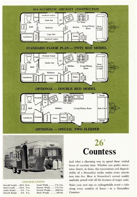 1963 Streamline Trailer Brochure Page Featuring The 26 Ft Countess