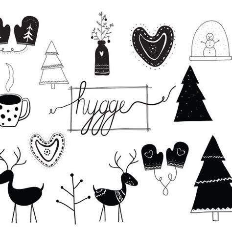 Scandinavian Christmas Clipart Hygge Clipart Folk Art Svg Etsy