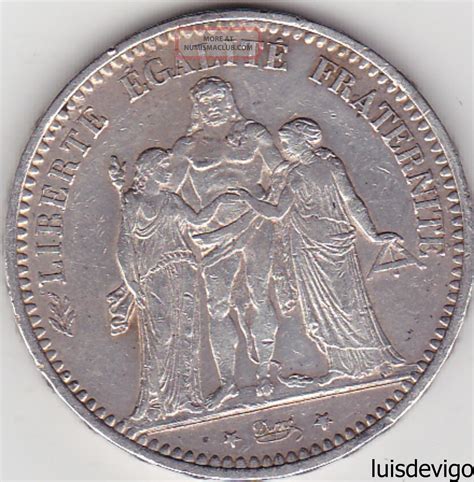 1876 France Silver 5 Francs Year 1876 25 Grams Silver Weight