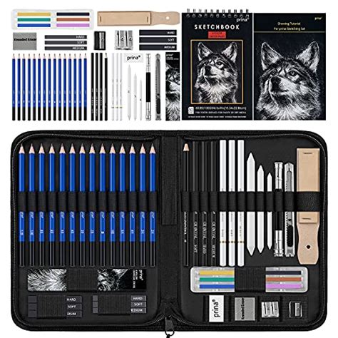 Prina 50 Pack Drawing Set Sketch Kit Sketching Supplies With 3 Color
