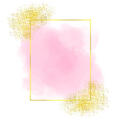 Pink Glitter Frame White Transparent Watercolor Pink With Gold Frame