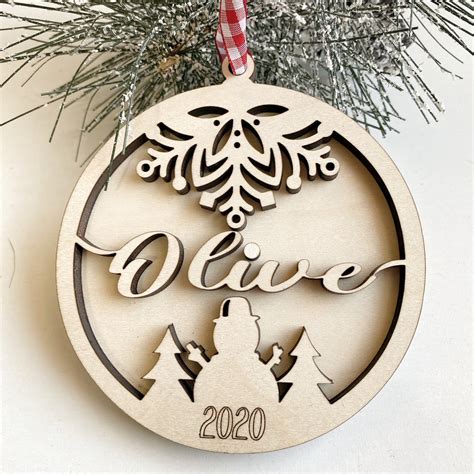 Custom Name Wood Laser Cut Christmas Ornament Personalized Sawdust