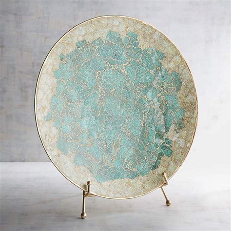 Pier 1 Imports Turquoise Mosaic Platter On Stand Beach Cottage Decor
