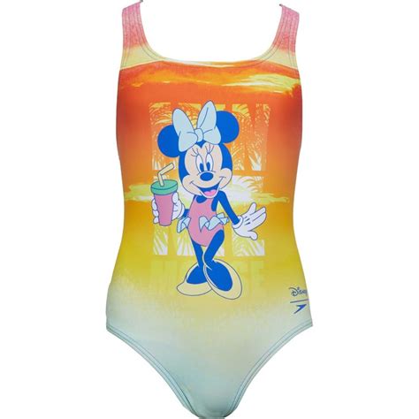 Buy Speedo Junior Disney Minnie Mouse Allover Medalist Swimsuit Blueorange