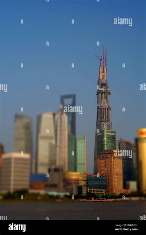 Shanghai Tower Under Construction Pudong Shanghai China Stock Photo