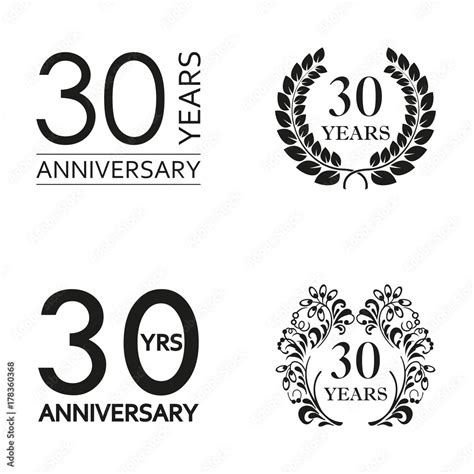 30 Years Anniversary Set Anniversary Icon Emblem Or Label Collection
