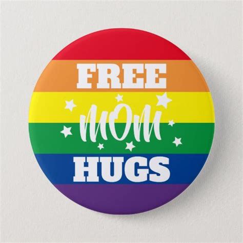 Free Mom Hugs Stars And Rainbow Button In 2020 Rainbow