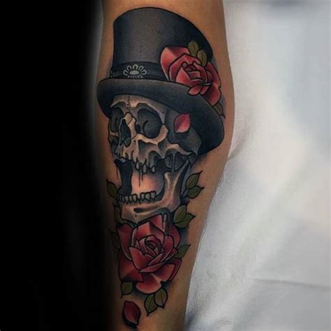 Sugar Skull With Tophat Tattoo