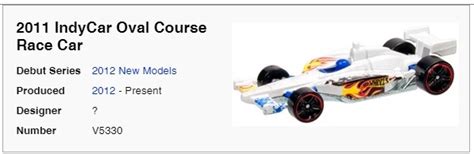2011 Indycar Oval Course Race Car Hot Wheels Collection