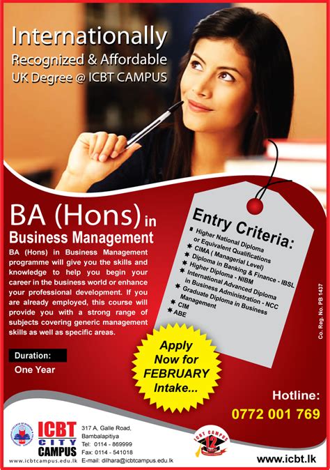 Ba Hons In Business Management In One Year By Icbt Synergyy