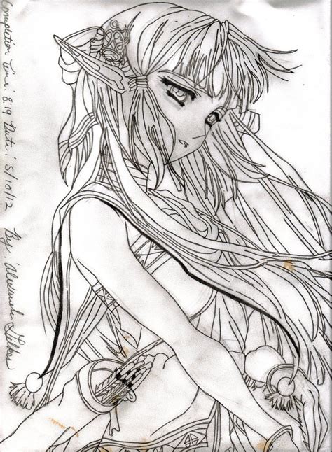 Anime Elf Girl Anime Elf Colouring Pages Coloring Fantasy Girl Art