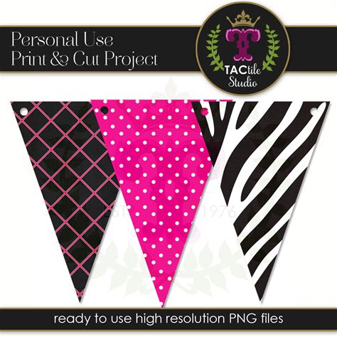 Pink Zebra Pennant Banner Print And Cut Project Tactile Studio Inc