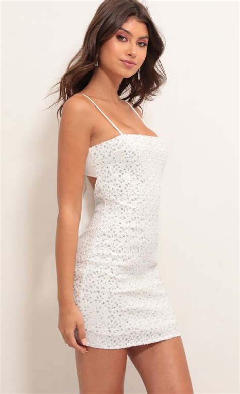 Party Dresses Empress White Silver Sequin Dress