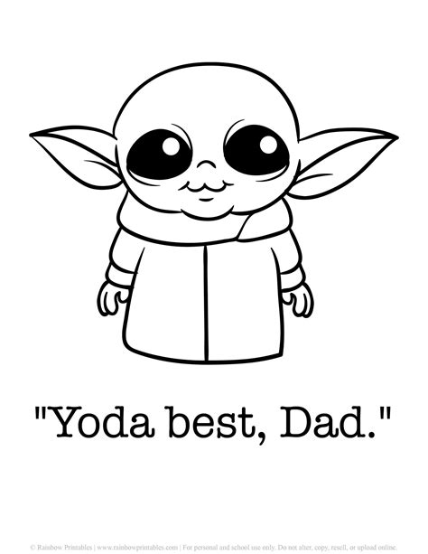 Cute Yoda Pun And Fathers Day Punny Cards Coloring Pages Baby Yoda Star