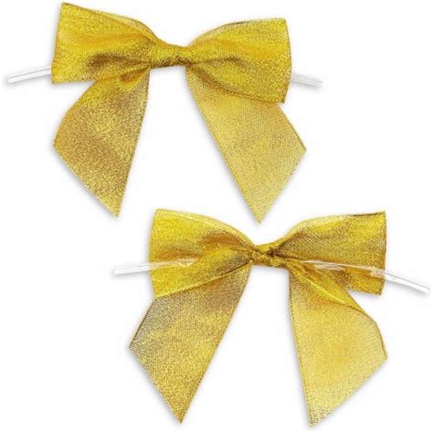 Gold Organza Bow Twist Ties For Favors And Treat Bags 15 Inches 36