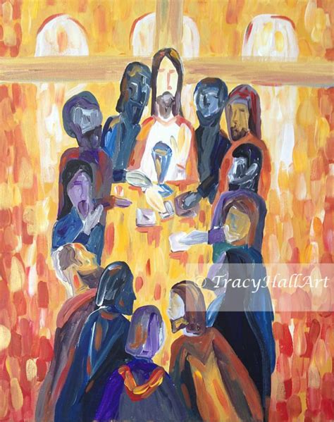 Last Supper Painting Jesus Art Abstract Christian Art Canvas Etsy