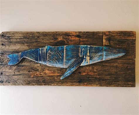 Whale Rustic Wood Decor Wall Decor Nautical Beach Island Fish