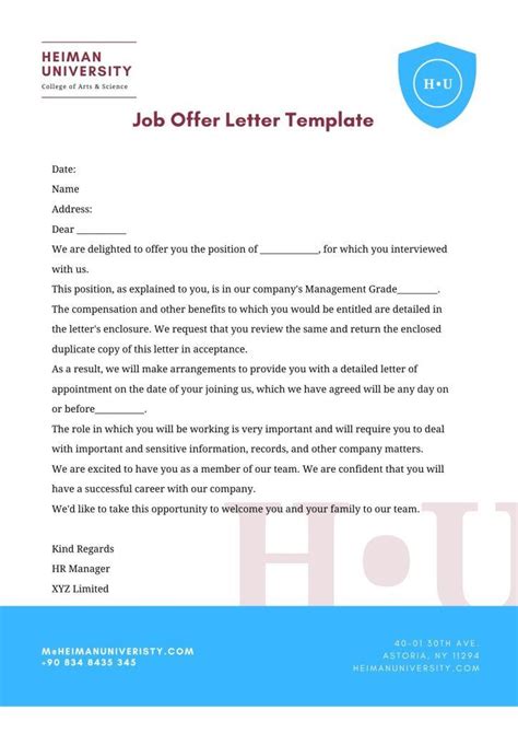 Job Offer Letter Templates Samples Free Download Word Pdf Formats