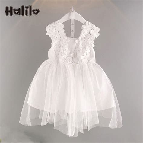 Halilo Girls Summer Dress Sleeveless Flower Lace A Line Dresses Girl