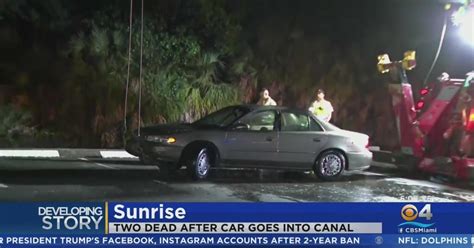 Second Person Dead After Car Plunged Into Sunrise Canal Cbs Miami