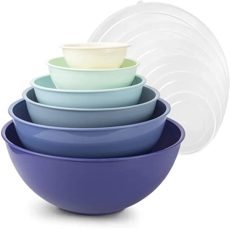 Cook With Color Plastic Mixing Bowls With Lids 12 Piece Nesting Bowls
