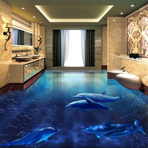Realistic Blue Dolphins Pattern Wallpaper Waterproof