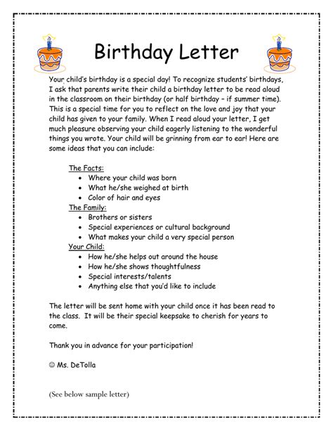 Happy Birthday Letter Template Free Printable Templates Free