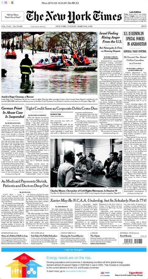 Newspaper New York Times Usa Newspapers In Usa Tuesdays Edition