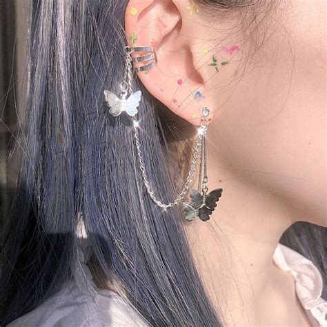 Silver Butterfly Cuff Earrings For Bold Girls Women S Plus Size