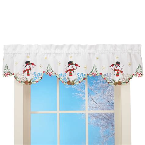 Snowman Cardinal Window Curtain Christmas Decoration Valance Walmart