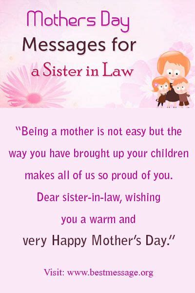 Mothers Day Messages For Sister In Law Mothers Day Wishes Sister Happy Mother Day Quotes