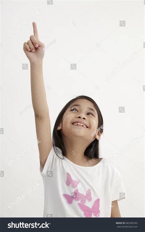 Kids Pointing Upward On White Background Stock Photo 682585393