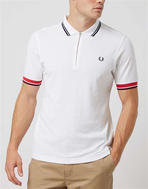 fred perry zip pique twin tipped polo shirt scotts menswear