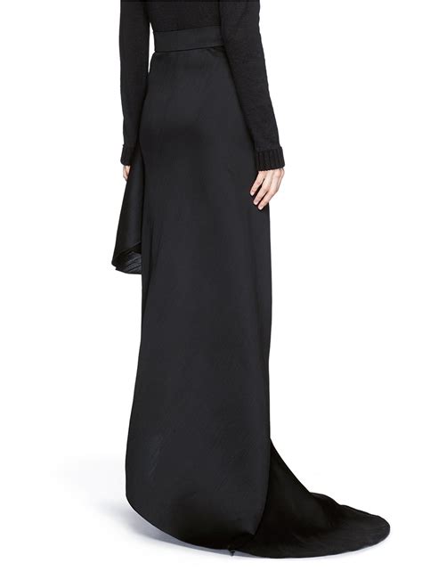 Lanvin Wool Silk Organza Ruffle Cascade Maxi Skirt In Black Lyst