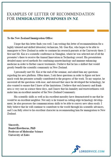 Typically, such letters are written by colleagues or superiors from the place of work, and in the case of students, by professors. Character Letter of Recommendation for Immigration in NZ