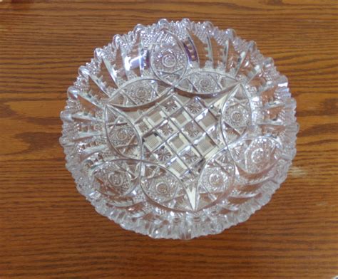 American Brilliant Cut Glass Glenda Pattern By Libbey Low Bowl Etsy