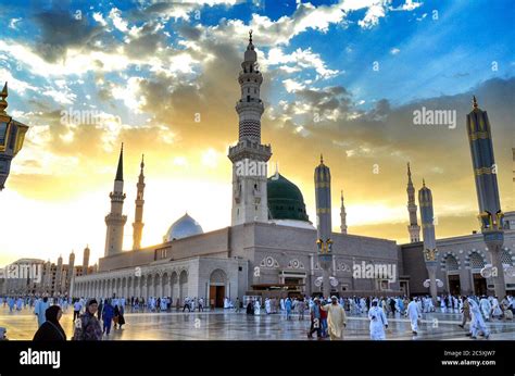 A General Few Of The Prophets Mosque At Sunset Medina Saudi Arabia