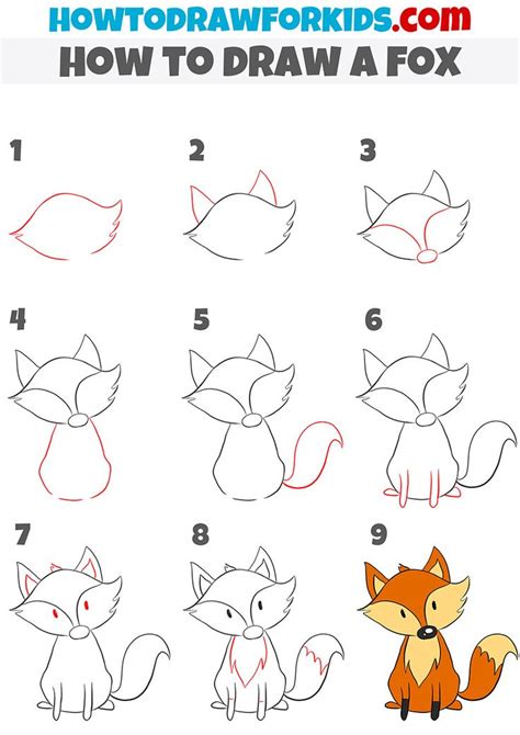How To Draw A Fox Step By Step Fox Drawing Easy Fox Drawing Tutorial